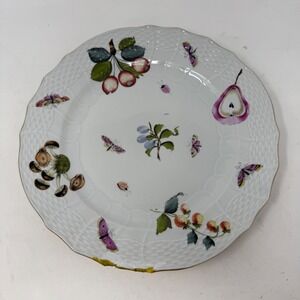 Herend Hungary Fruit and Flowers Porcelain Dinner Plate 1527/FR 10"Damaged